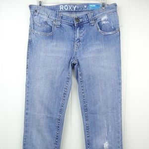 ROXY Malibu Baby Bell Fit Ripped Jeans Light Wash